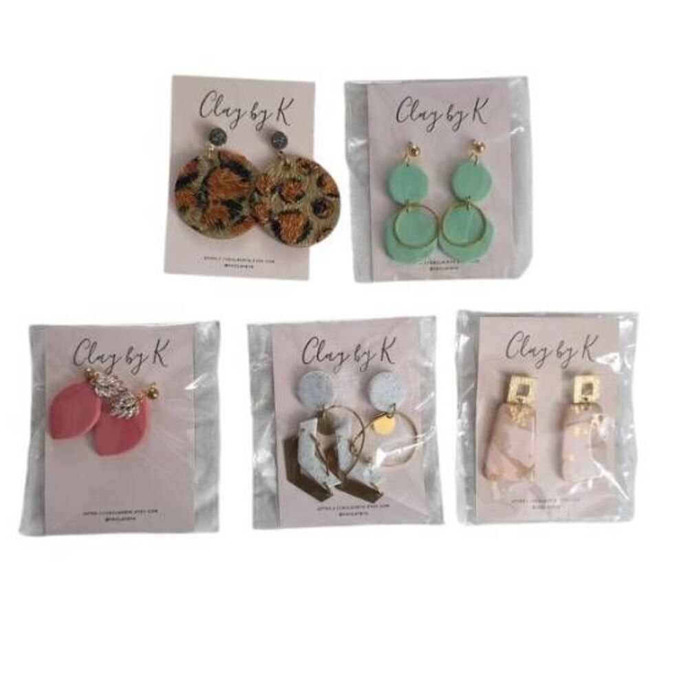 Clay by K Handmade Clay Earrings Bundle of 5